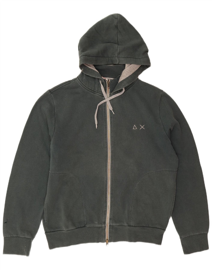 Sun68 - Sudadera con capucha y cremallera para hombre, talla grande, algodón verde