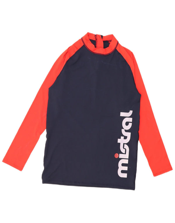 Mistral Mens Graphic Top Manga Larga Grande Azul Marino Colorblock Poliéster