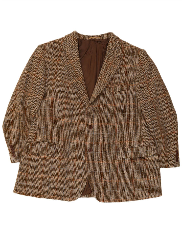 Harris Tweed Chaqueta tipo blazer de 2 botones para hombre UK 42 XL Lana nueva a cuadros marrón