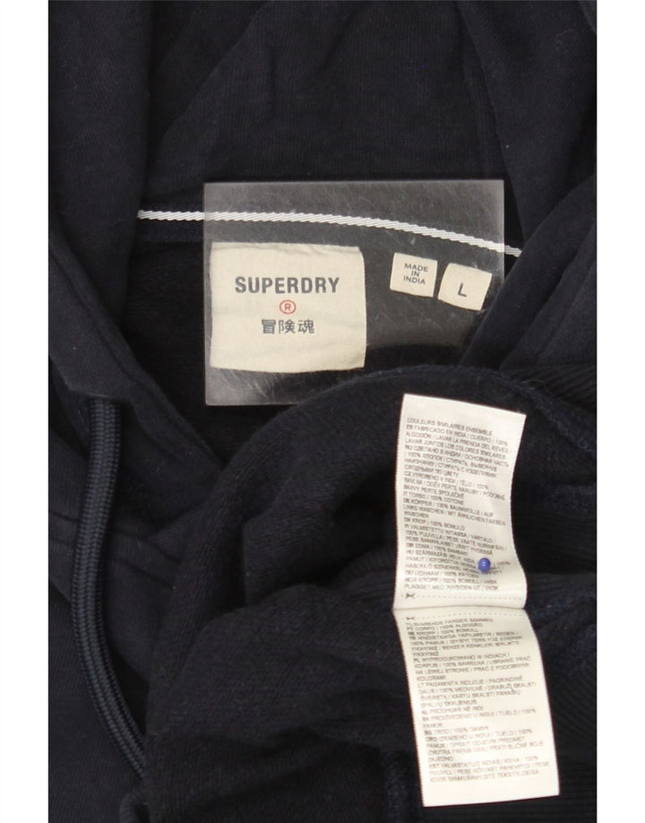 SUPERDRY Jersey con capucha para hombre, talla grande, algodón azul marino