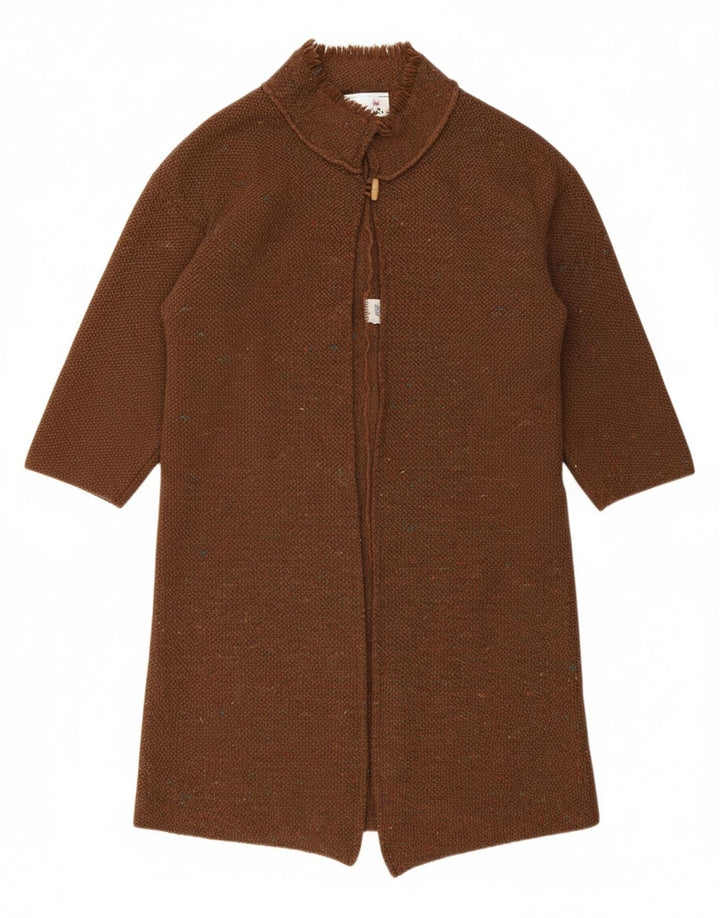 FRANTIC Womens Oversized Cardigan Sweater UK 10 Small Brown Flecked