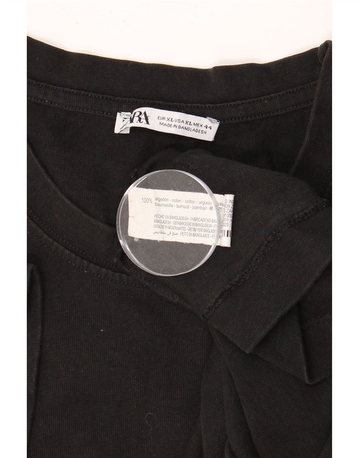 ZARA Hombre Camiseta Top XL Algodón Negro