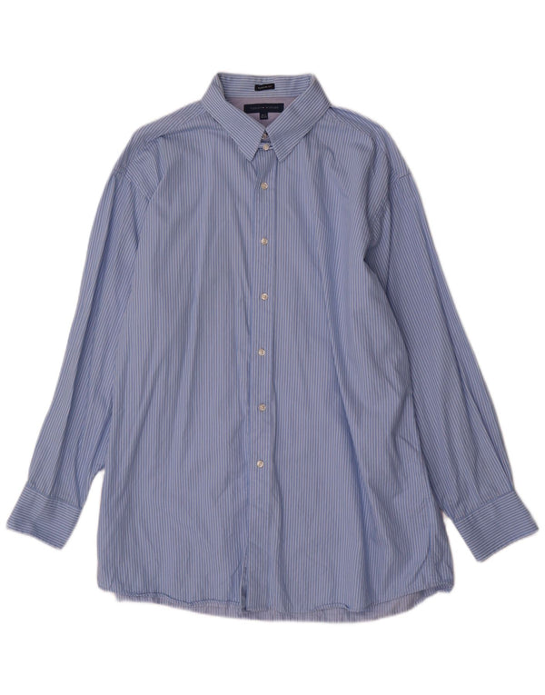 Tommy Hilfiger Camisa de corte regular para hombre talla 16 1/2 grande azul a rayas