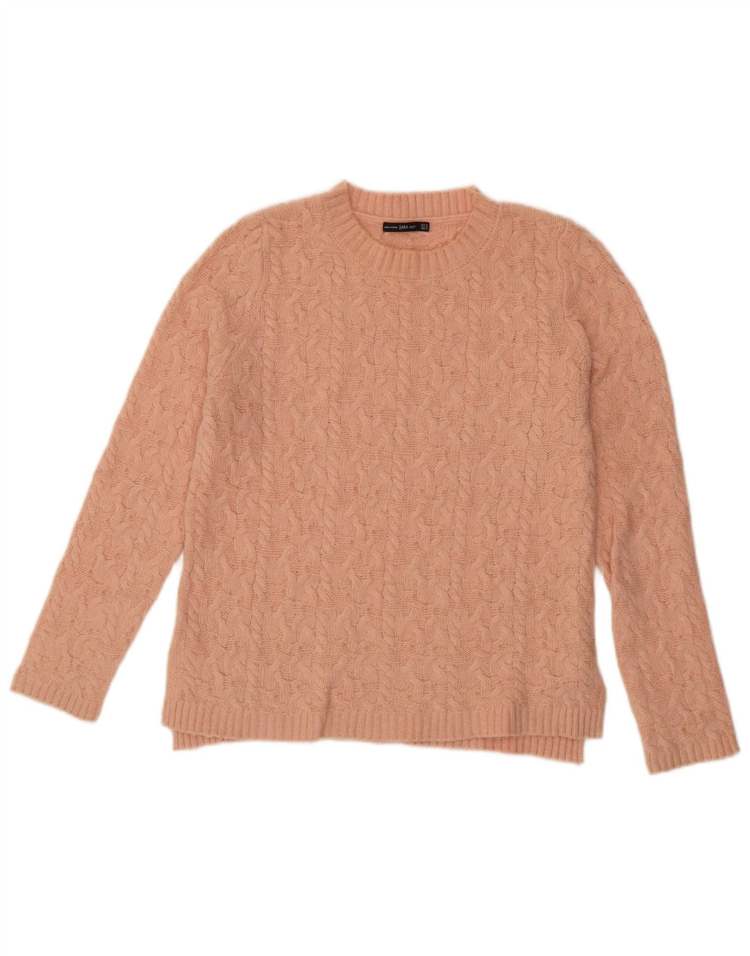 Zara - Jersey de cuello redondo para mujer, talla 44, nailon rosa mediano