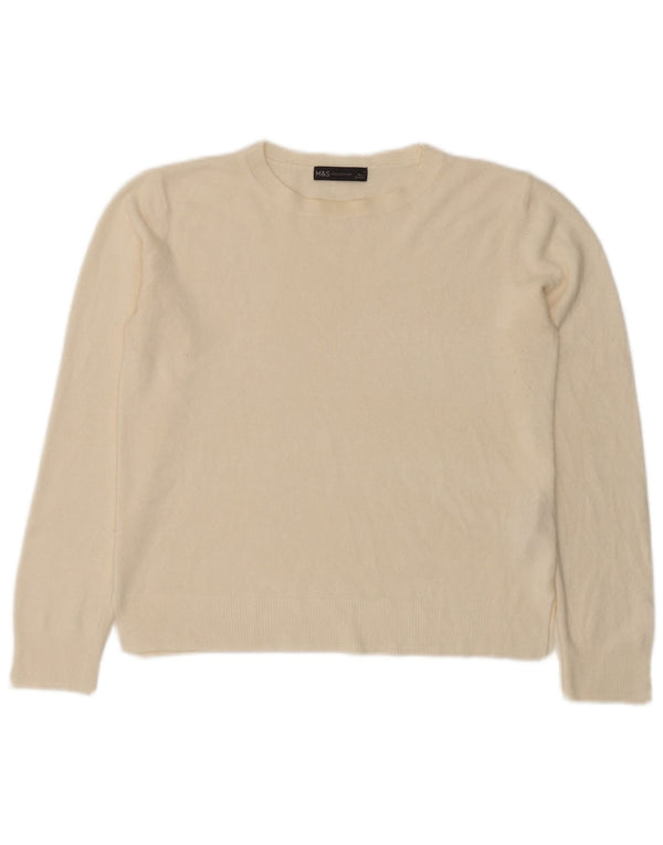 Marks & Spencer Suéter tipo jersey con cuello redondo para mujer UK 14 Medium Off White