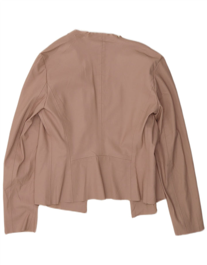 Zara Chaqueta Blazer de Piel Sintética para Mujer UK 44 Rosa Mediano
