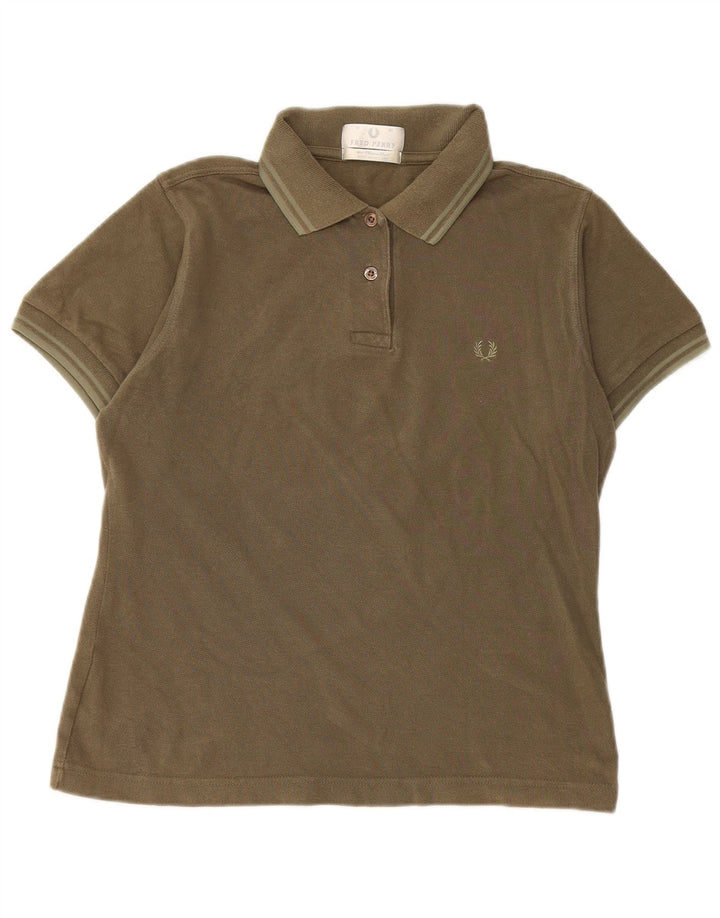 Fred Perry Polo para mujer UK 12 Algodón caqui mediano