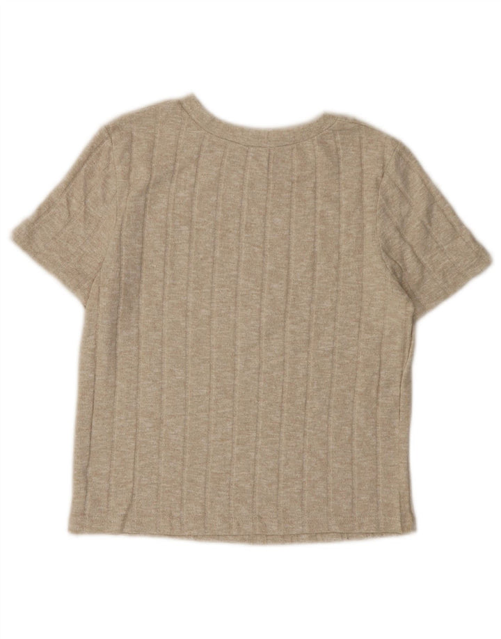 Zara Mujer Crop Camiseta Top UK 10 Small Beige