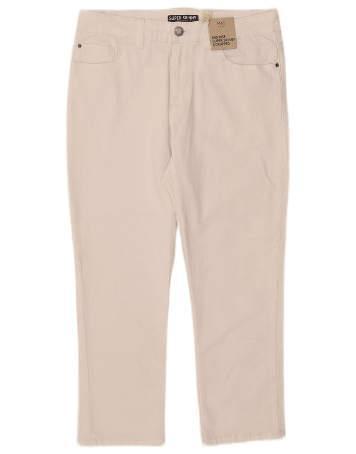 Marks & Spencer Vaqueros recortados de talle medio para mujer UK 12 Medium W30 L21 Blanco