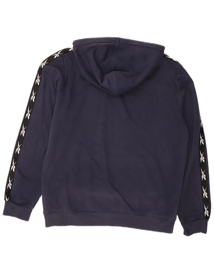 Reebok Sudadera con capucha gráfica para hombre, jersey de algodón azul marino mediano