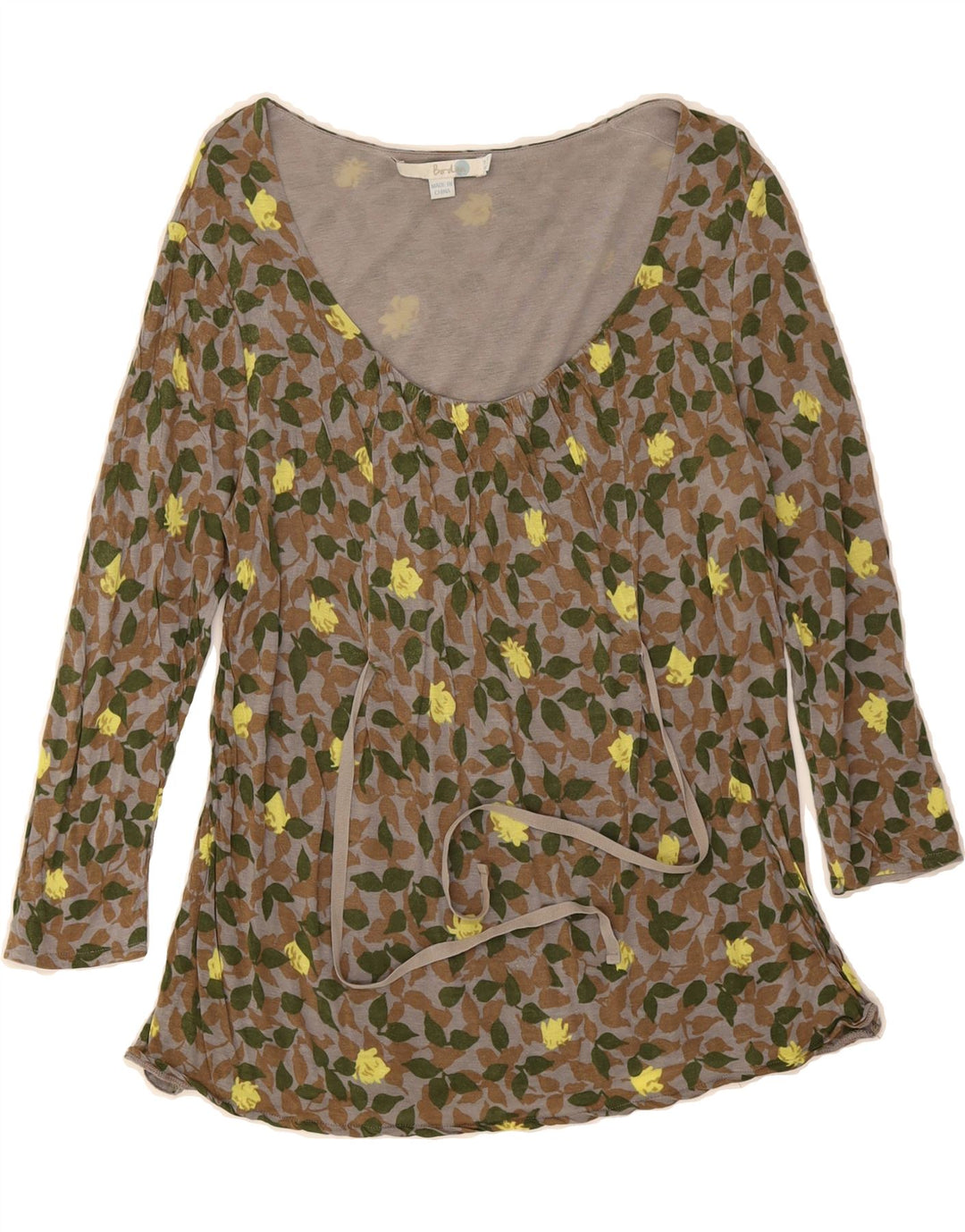 BODEN Womens Long Sleeve Blouse Top UK 14 Medium  Grey Floral Lyocell Vintage Boden and Second-Hand Boden from Messina Hembry 