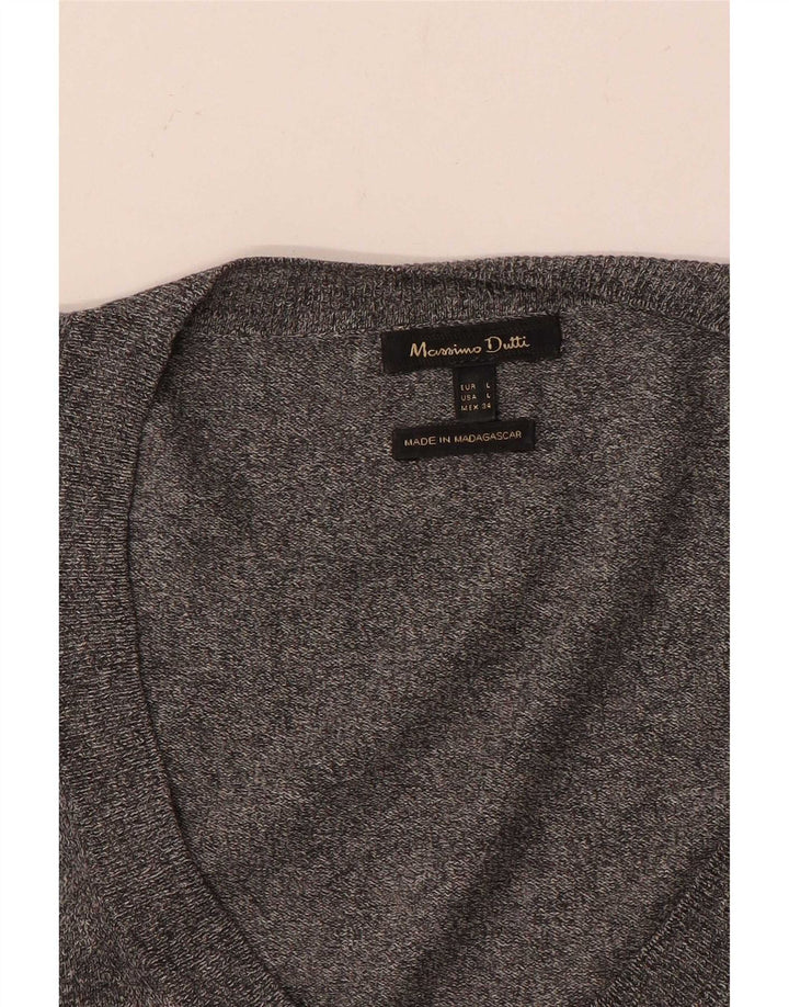 Massimo Dutti Top Túnica De Manga 3/4 Para Mujer UK 44 Grande Gris Moteado