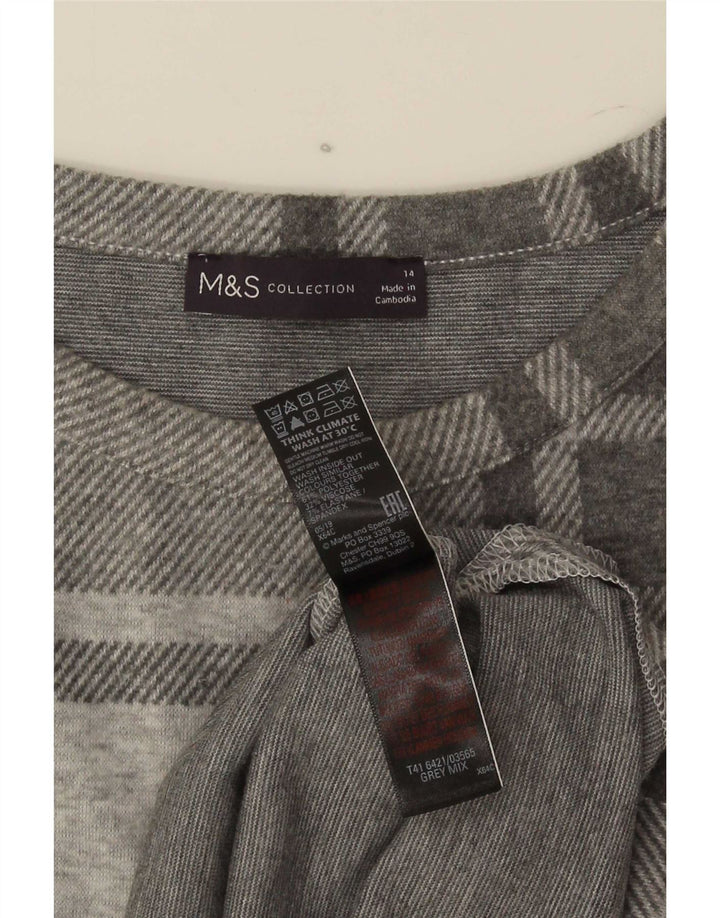 Marks & Spencer Top para mujer de manga larga UK 44 Poliéster a cuadros gris grande