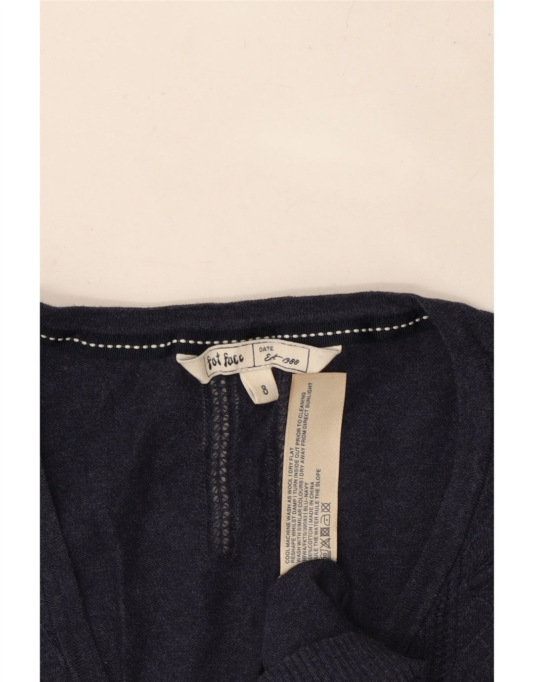 FAT FACE Cárdigan de Manga 3/4 para Mujer UK 8 Small Azul Marino Algodón