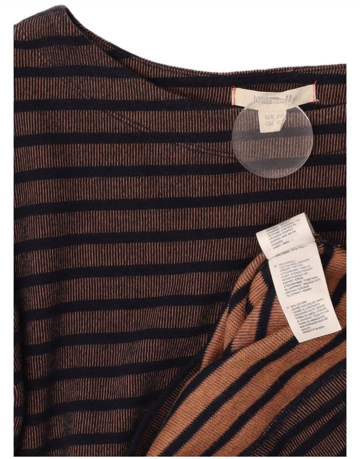 WHITE STUFF Vestido tubo de manga larga para mujer UK 44 Grande Marrón Rayas