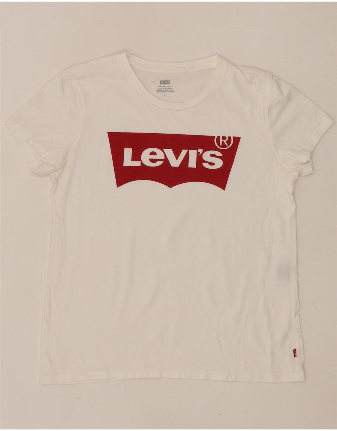 LEVI'S Womens Graphic T-Shirt Top UK 14 Medium White Vintage Levi's and Second-Hand Levi's from Messina Hembry 