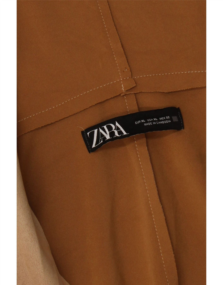 Zara Mujer Abrigo Con Capucha ES 40 XL Beige