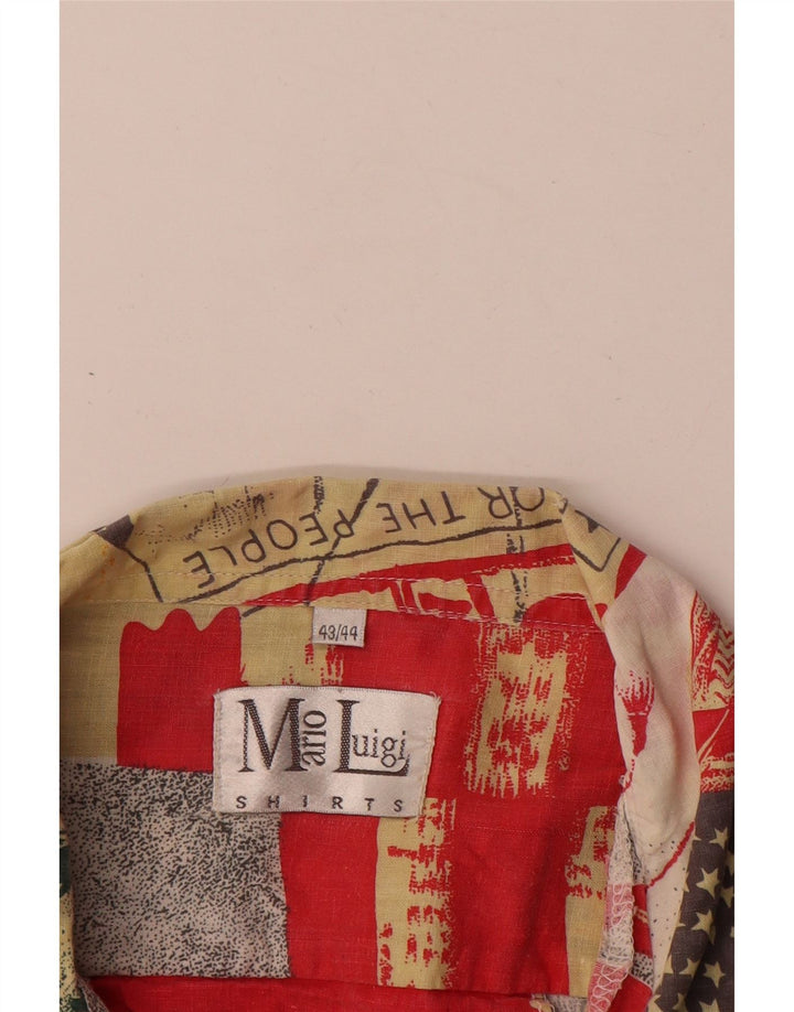 Vintage hombres patrón abstracto camisa tamaño 43/44 grande multicolor