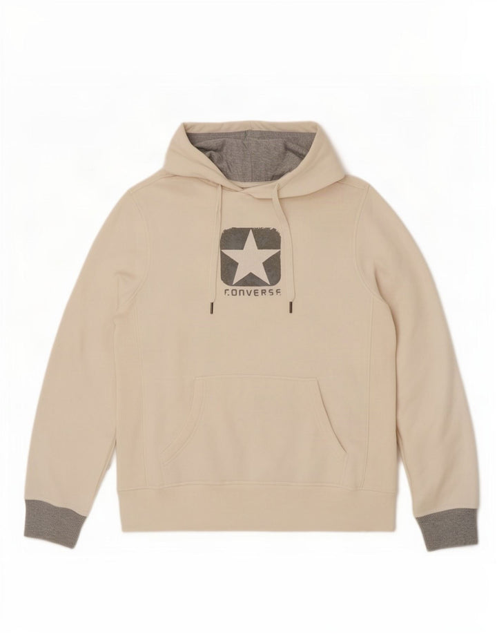 Converse Hombre Sudadera Con Capucha Gráfica Jersey Medio De Algodón Blanco Roto