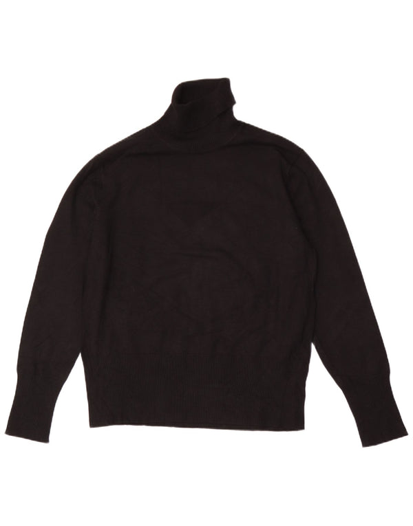 Conte of Florence Womens Graphic Roll Neck Jumper Sweater UK 18 XL Black