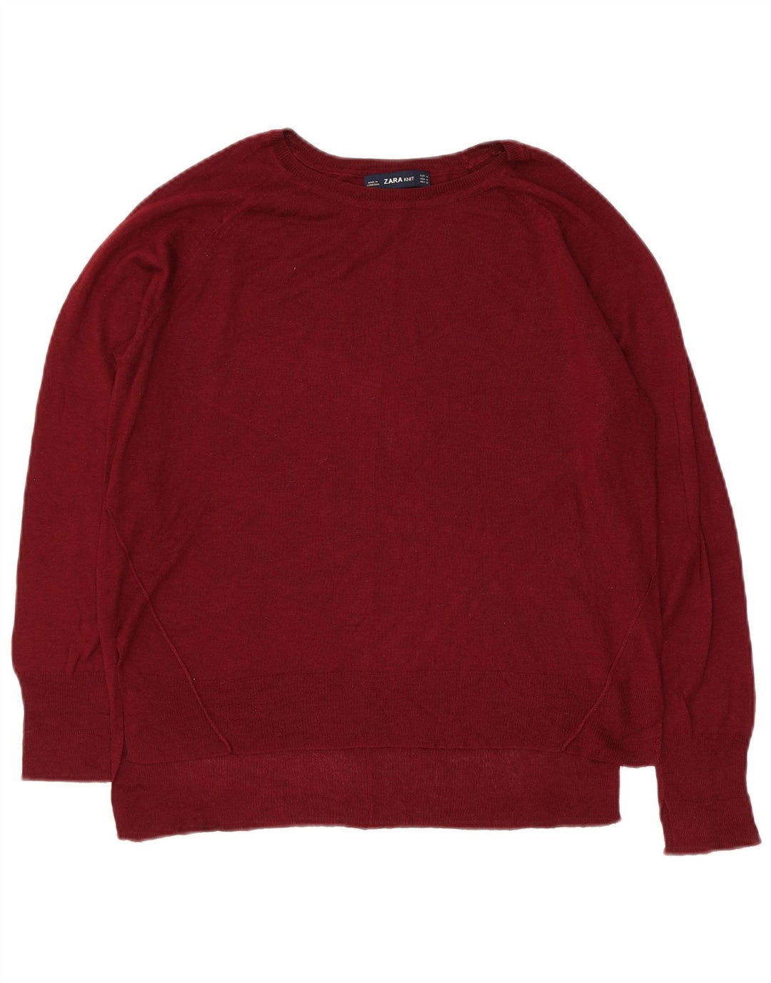 Zara - Jersey con cuello barco para mujer, talla 40, color granate mediano