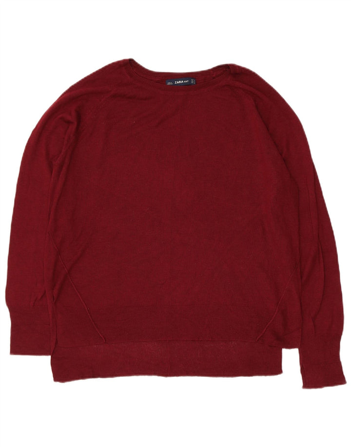 Zara - Jersey con cuello barco para mujer, talla 40, color granate mediano