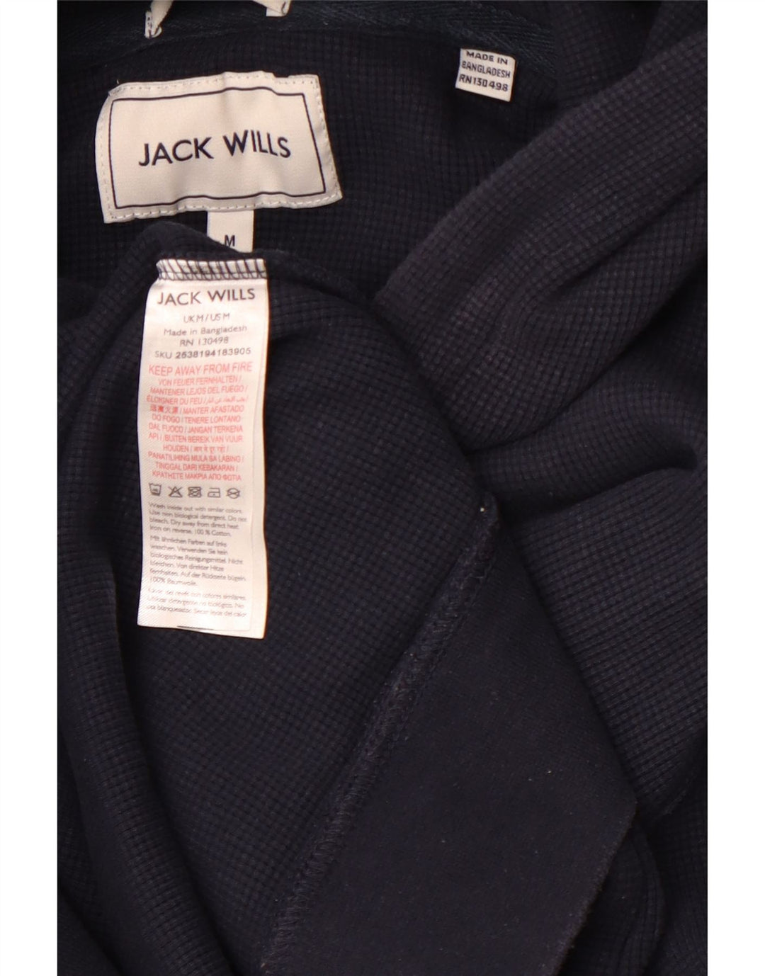 JACK WILLS Jersey con capucha para hombre de algodón azul marino mediano