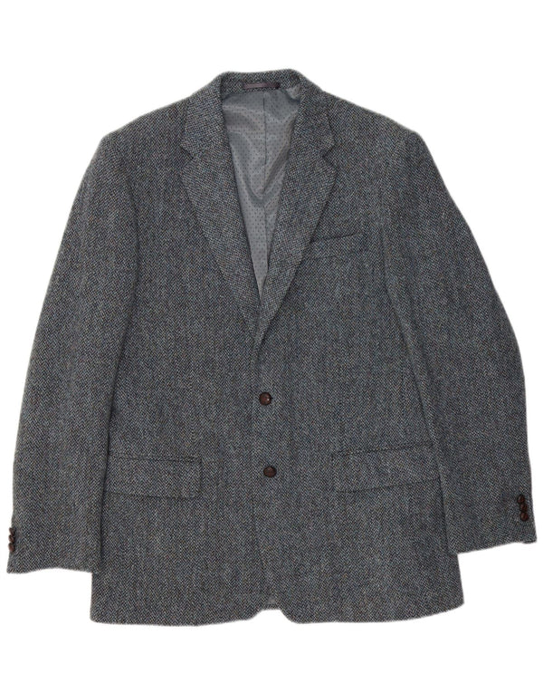 Harris Tweed Chaqueta tipo blazer de 2 botones para hombre UK 40 Large Blue Herringbone