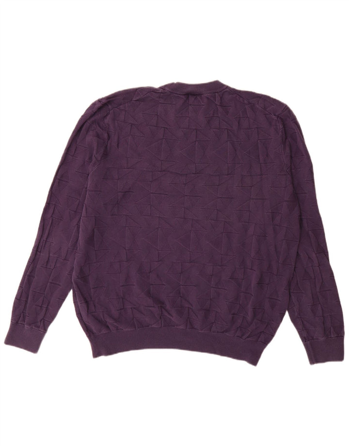 HUGO BOSS Jersey de cuello redondo para hombre 2XL Algodón geométrico morado