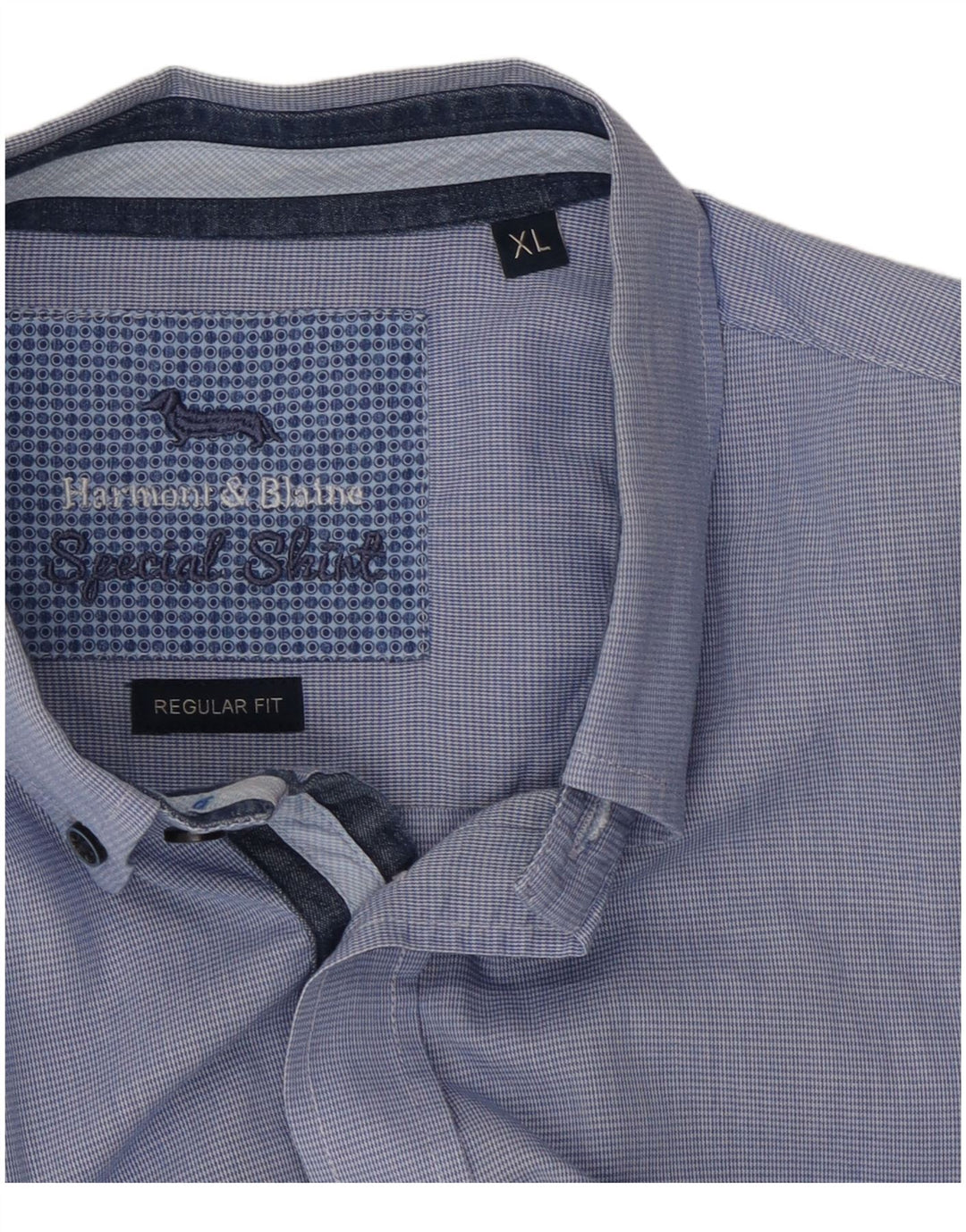 Camisa Harmont & Blaine Hombre Regular Fit XL Pata de Gallo Azul