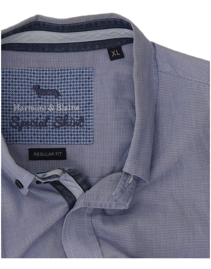 Camisa Harmont & Blaine Hombre Regular Fit XL Pata de Gallo Azul