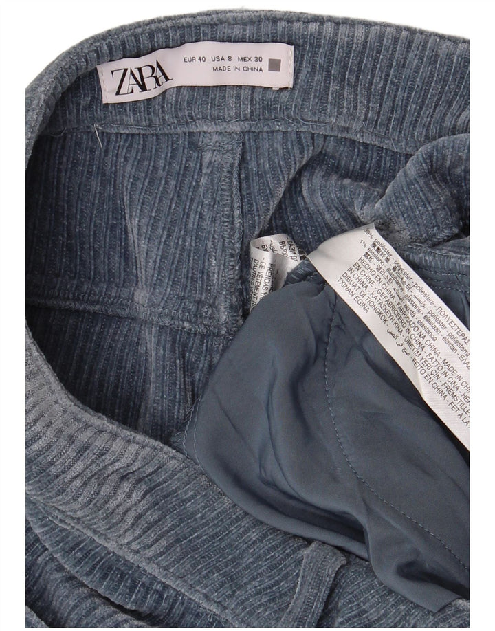 Zara Mujer Pantalón Recto De Pana EU 40 Medium W30 L30 Poliéster Azul