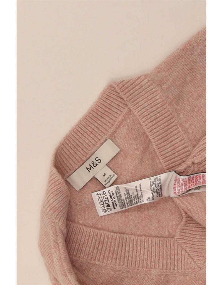 Marks & Spencer Jersey con cuello en V para mujer UK 44 Poliéster rosa medio