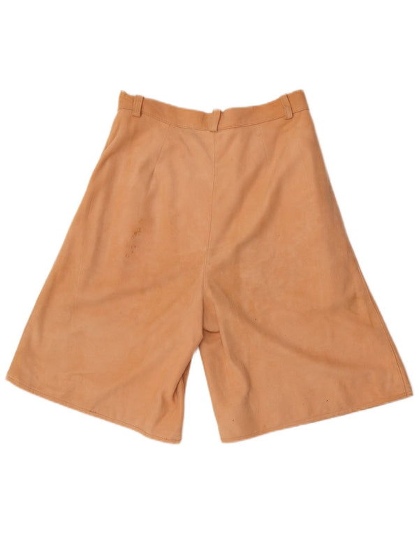 Vintage mujer cintura alta ante bermudas pantalones cortos W28 marrón medio