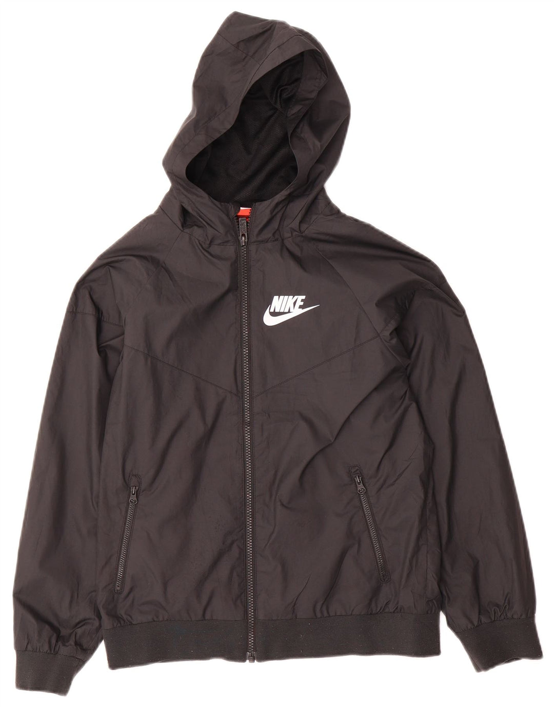 Nike - Chaqueta impermeable con capucha para mujer, talla M, poliéster negro