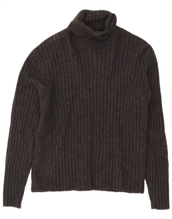 Banana Republic Jersey con cuello vuelto para hombre, suéter grande de lana gris