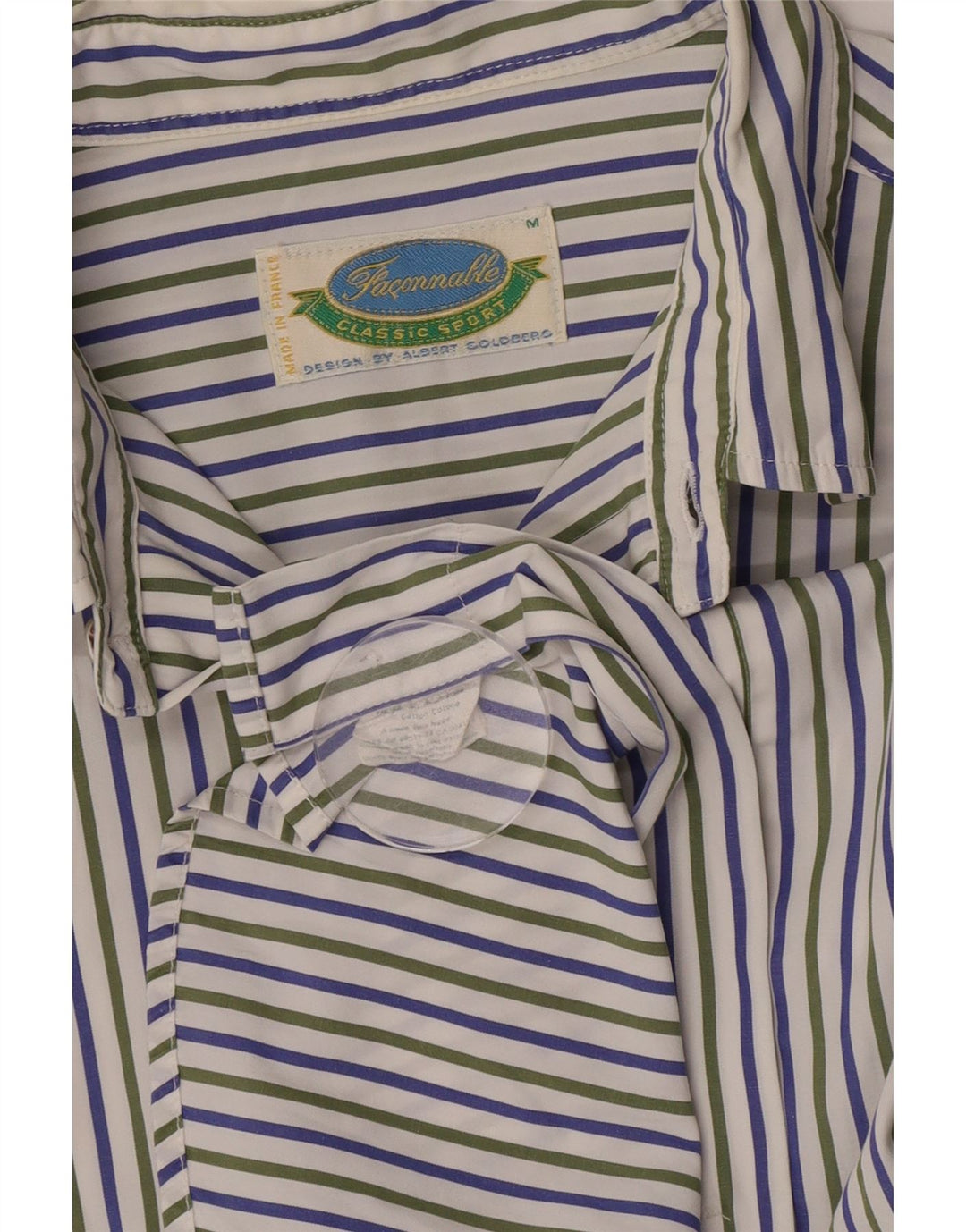 Faconnable Camisa Manga Corta Hombre Algodón Rayas Blanco Roto Mediano