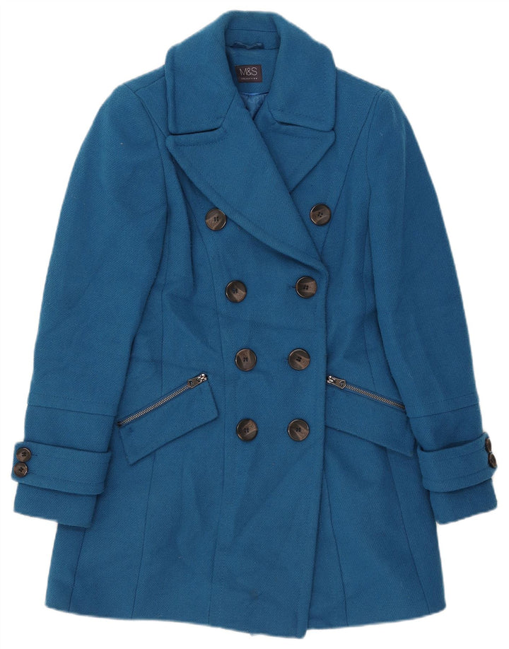 Marks & Spencer Abrigo cruzado para mujer UK 6 XS Poliéster azul