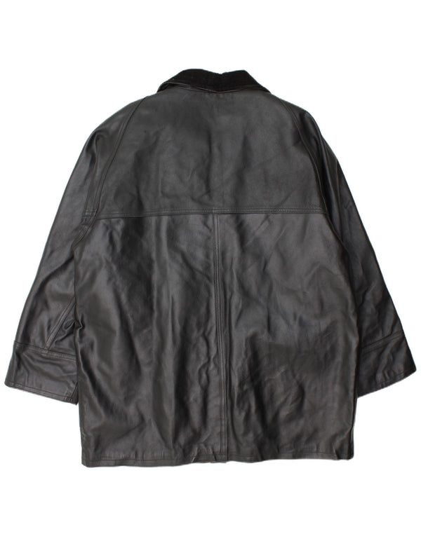 La Griffe Abrigo de cuero para mujer IT 54 3XL Cuero negro