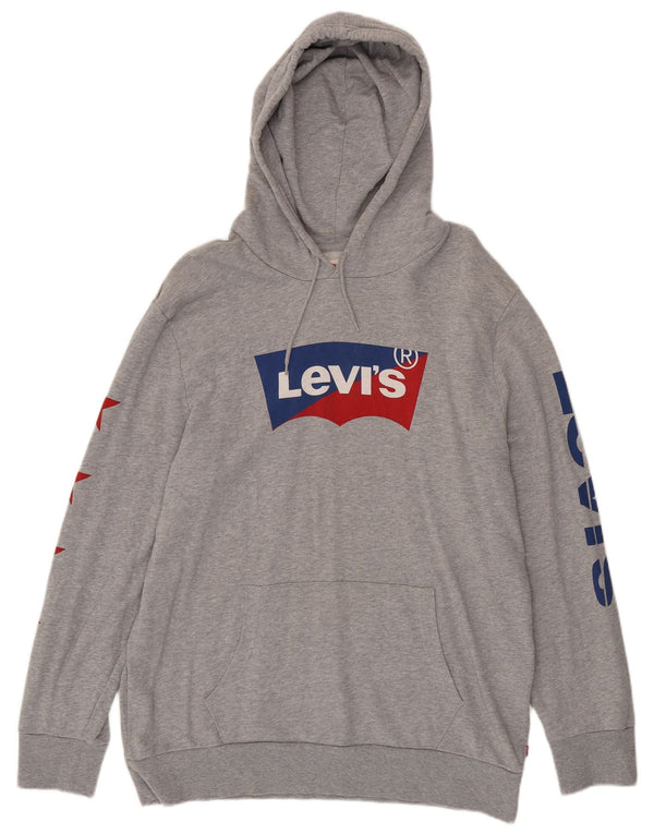 LEVI'S Sudadera con capucha gráfica para hombre XL Algodón gris