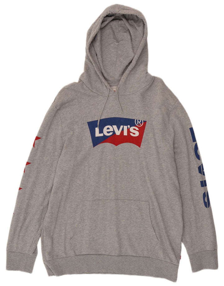 LEVI'S Sudadera con capucha gráfica para hombre XL Algodón gris
