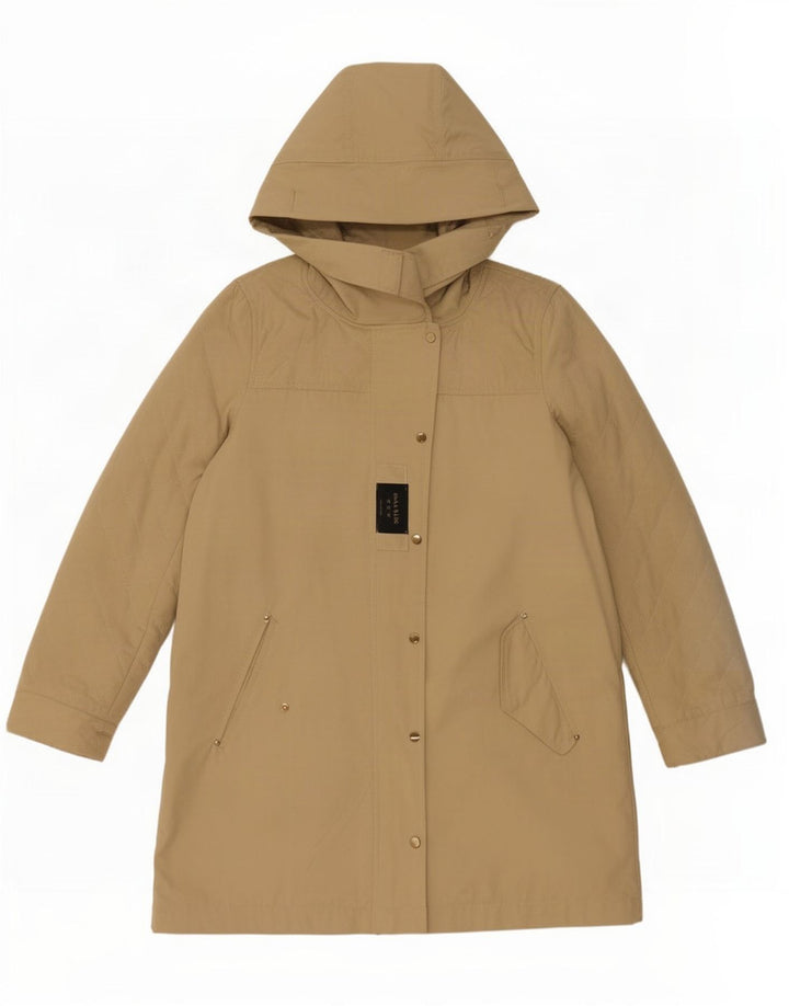 Zara Mujer Chubasquero Con Capucha UK 44 Medio Caqui Poliéster