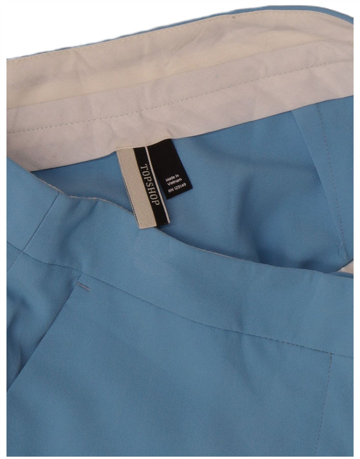 Topshop Pantalones cortos con corte de bota para mujer UK 8 Small W26 L24 Poliéster azul