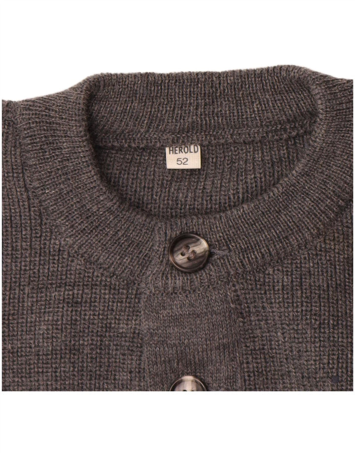 Vintage hombres cuello redondo jersey suéter IT 52 gris grande