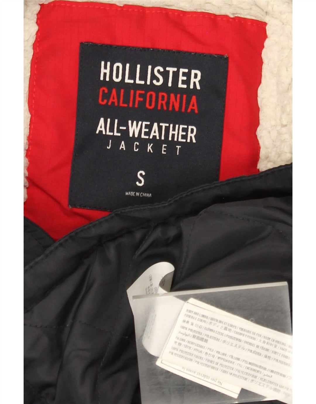 Chaqueta cortavientos con capucha Hollister para hombre Reino Unido 36 Small Poliéster azul marino