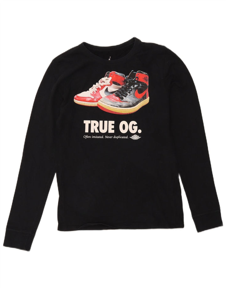 Jordan Mens Graphic Top Manga Larga Pequeño Algodón Negro