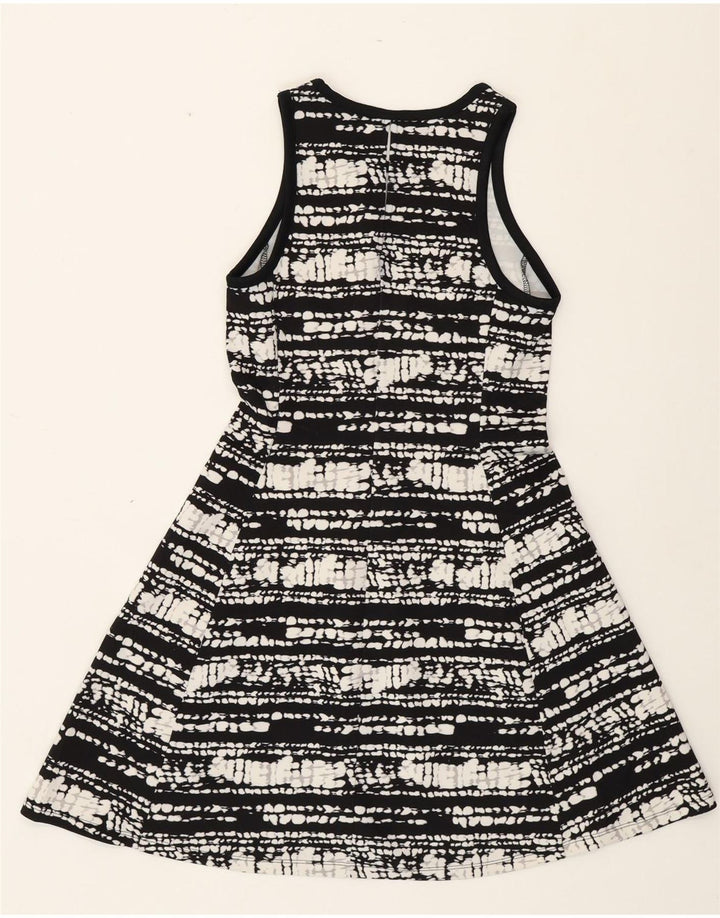 MOSSIMO Vestido acampanado sin mangas para mujer UK 40 Pequeño negro moteado