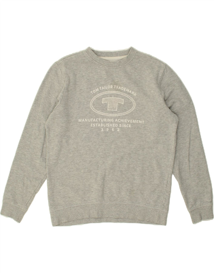 TOM TAILOR Mens Graphic Sweatshirt Jumper Small Grey Cotton Vintage Tom Tailor and Second-Hand Tom Tailor from Messina Hembry 