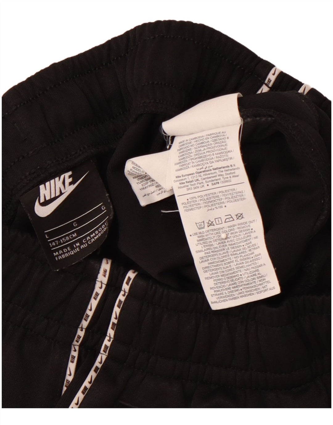 NIKE Pantalones cortos deportivos con gráficos para niños 12-13 años Grande Poliéster negro