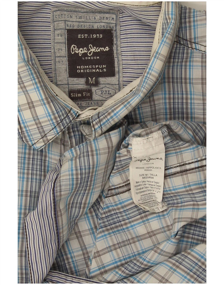 PEPE Jeans Camisa Slim Fit De Manga Corta Para Hombre De Algodón A Cuadros Azul Medio